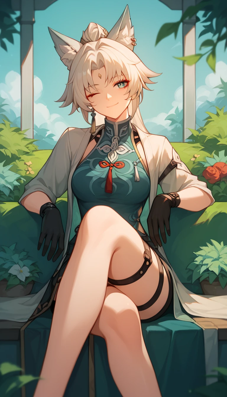 masterpiece, best quality,((ultra-detailed)), (illustration), ((an extremely delicate and beautiful)), solo, calm Expression (beautiful detailed eyes),(bright eyes) ,(detailed light),(well detailed background) (best quality), (high quality), 1girl, solo , alhaitham \(genshin impact\), looking the viewer, short hair, grey hair, green eyes, bright eyes, big breasts, hair over one eye, headphones, lingerie, indoor, bedroom, smirk, makeup, woman laying on bed ,(( legs spreading wide open)), hands on breasts, (((breasts groping))), cleavage, topless