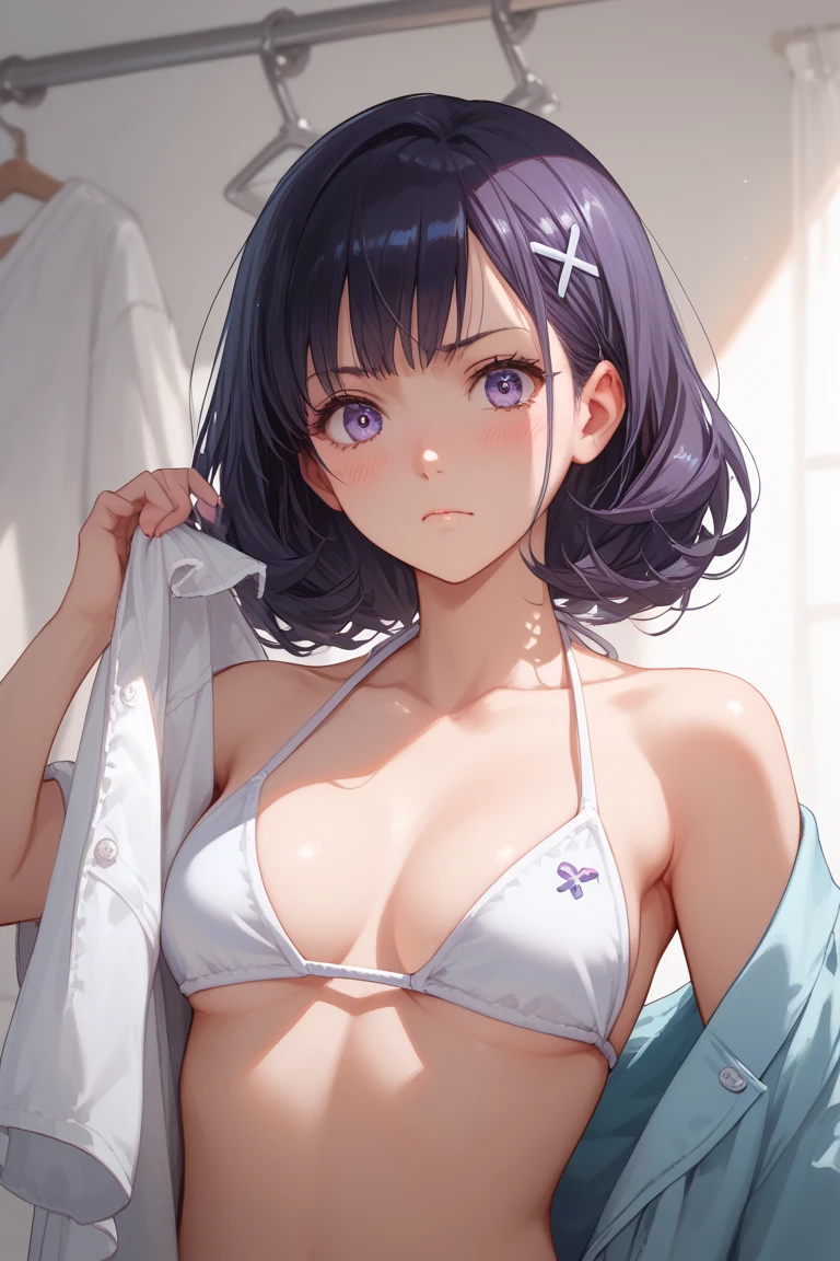 Purple see-through panties and bra