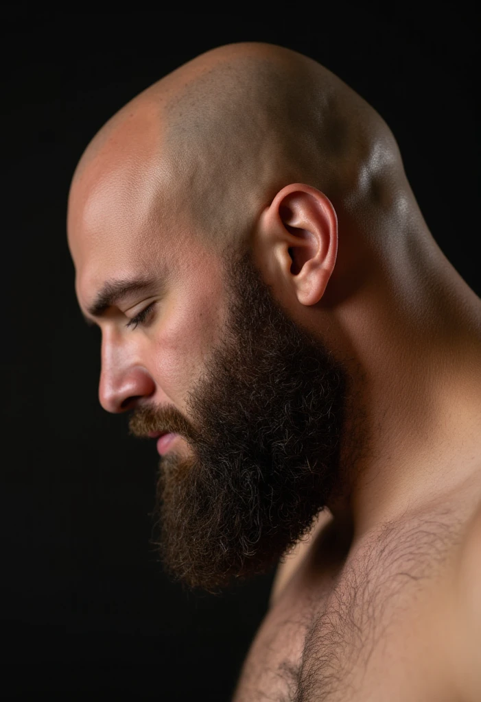 Mature fat male, big bearded, half-breasted, frowning,4k, high-res, masterpiece, best quality, sharp focus, (cinematic lighting), collarbone, [:(detailed face:1.2):0.2]