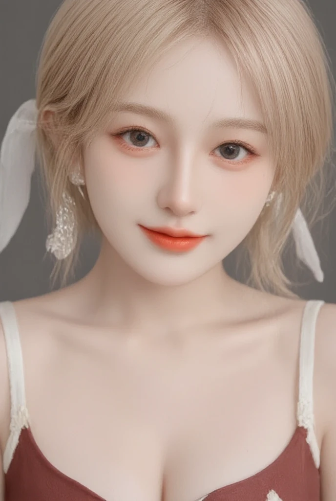 ultra-detailed, full-length, 1girl:1.4, solo, elf, elf ears, pointed ears, (beautiful face), beautiful eyes, flat chest A2.1, flat-chested:1.91, (focusing on face), detailed eyes, (Ideal body proportions), ((Composition from head to thigh)), hair ribbon, hair ornament, torn tennis uniform, open clothes, Drenched shortcut blond hair, SuchSkin, (scarlet clear red eyes, tsurime), The erection, Carmelto, Sexy body, grin smile, short-hair, blond hair with burgundy tips of hair, burgundy ends of hair, shiny skin, oiled skin, slenderness, Small buttocks, Beautiful legs, Skinny Legs, One-person viewpoint, masterpiece, ((Anatomically correct)), (portrait:1.4), (((close-up))), (focusing on eyes)