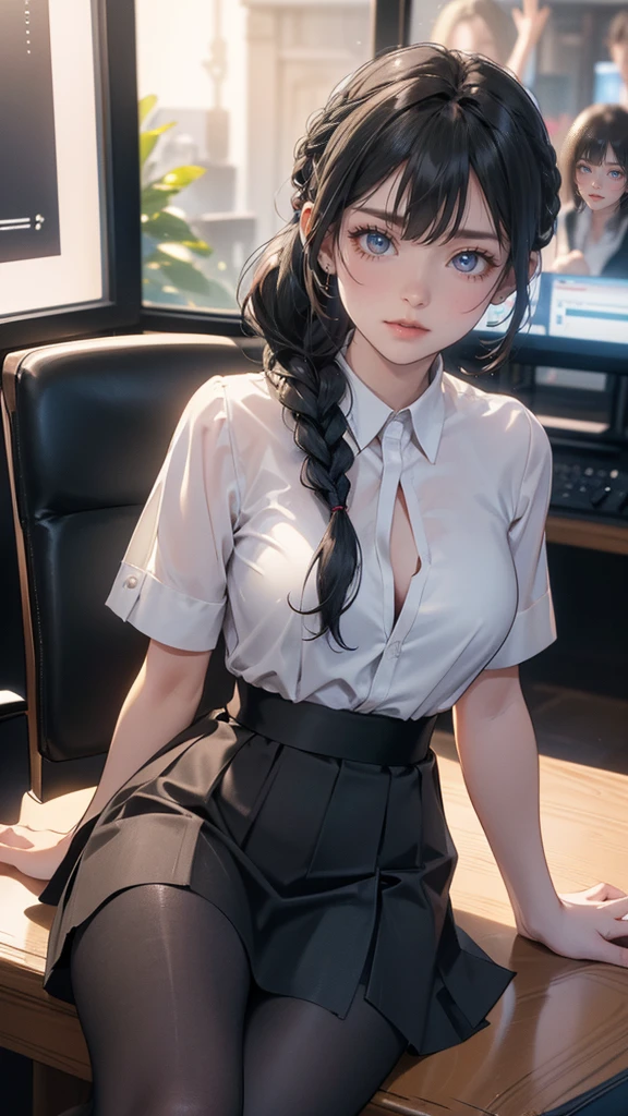1womanl,12year old,Dark head hair,Beautiful ponytail hairstyle, (yellow high waist skirt:1.3),, (whiteshirt:1.3), (double-breasted,Underbust:1.2), Short sleeves, buttonGap,moaning,small tits,Sweaty shirt,Thigh sweat,half squatting,Legs wide open,My crotch is wet,lift up skirt,Mansuji,Pants are sheer,shy, embarrassed, blushing