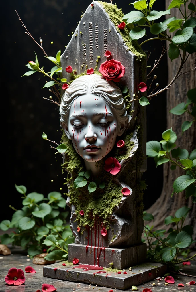  In the dark depths of the forest ,  A cursed statue stands still .  The statue is made of cold stone ,  Covered with moss and ivy. Face,  Carved with strange precision ,  With the passage of time，Giving the gazer a sense of unease , And the eyes are sharp ,  As if staring into the soul .