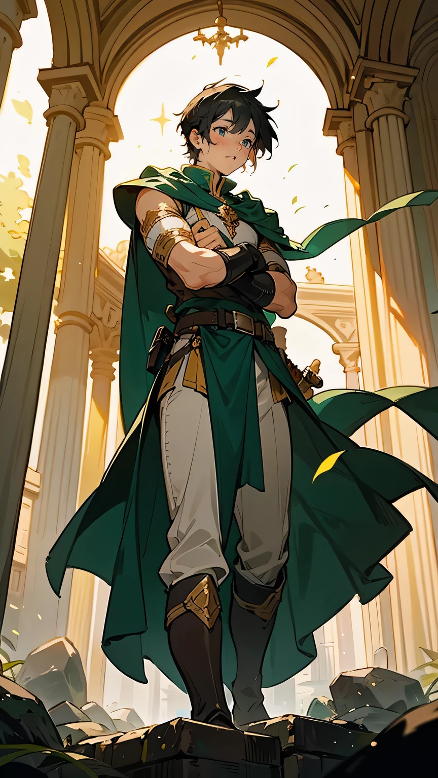 Elf, Arabian style, adult Male, tan skin, Elf, armored,