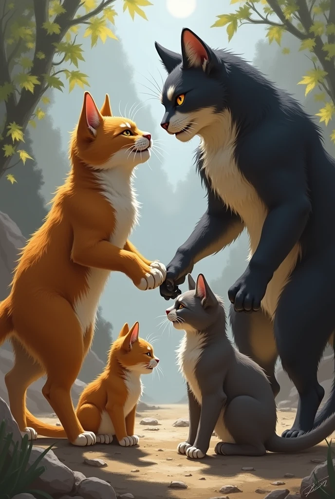 cat , A wolf, couple, prisoner, cute,Pretty