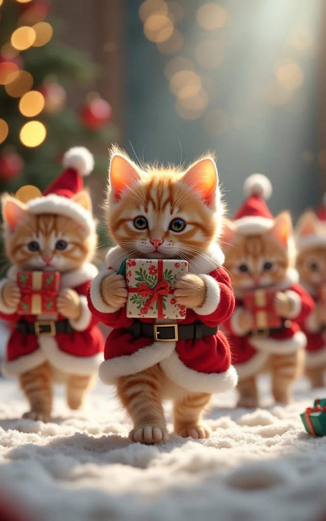  ****** Kittens   、  Wear Santa Claus Outfits、Distribute gifts on behalf of Santa Claus