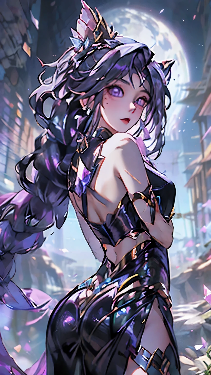 Girl with long hair, silver hair with purple tip,, inspired by Cryptic Girl, CGSOCIETY, 🌺 anime style. 8K, anime style 3D, popular on CGSTATION, 8K high quality detail art, Guvez style artwork, fantasy art style, realistic anime 3D style, anime inspiration, anime style mixed with Fujifilm