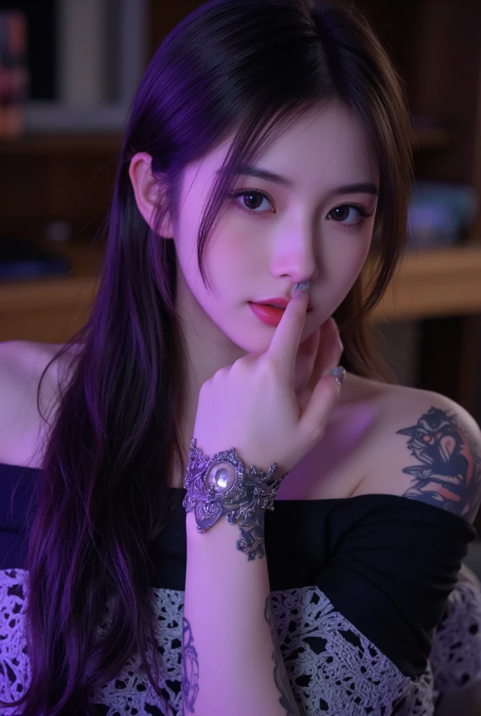 arafed woman with a black top holding a playing card in her hand, cruel korean goth girl, ulzzang, iu lee ji-eun as a super villain, goth girl aesthetic, anime style mixed with fujifilm, y 2 k cutecore clowncore, jisoo from blackpink, as a tarot card, anime girl cosplay, korean girl, anime vibes, tumblr