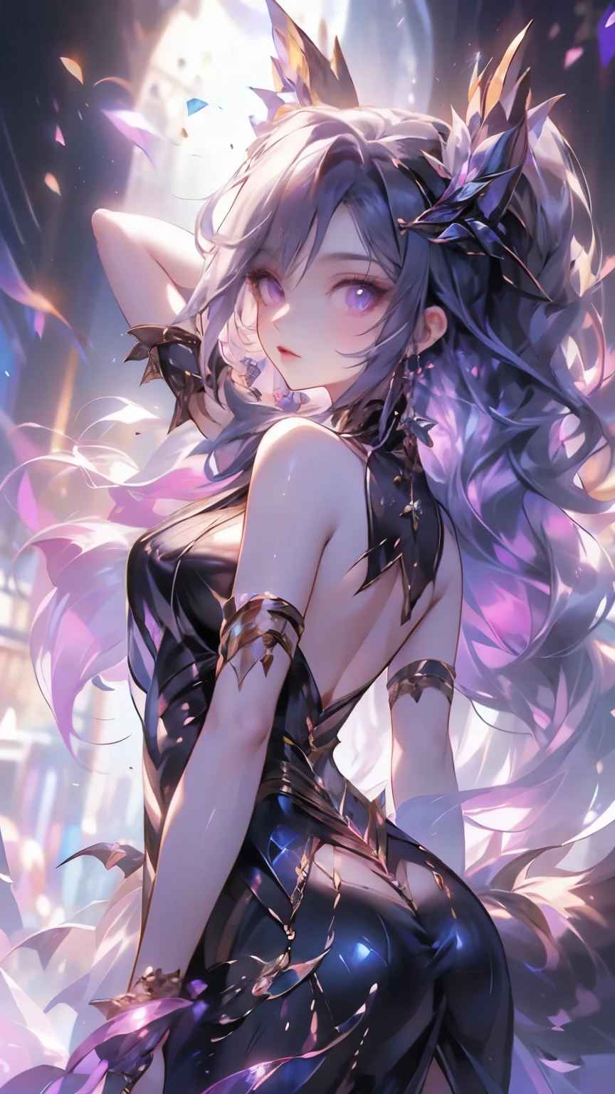 anime manga in 4D vivid colors high quality sombria art sexy seios duros rígidos empinados tits Goku + jinx lol fênix Portrait front view of a girl standing in a mystical marketplace with purple diamond hair in a flowing ponytail in a dynamic pose she is holding a glass of bubbling potion out to the view blue eye in the background are busy vendors and magical light and smoke from the various market stalls anime style intricate detailed bright colors arco íris fantasy concept art digital art intricate oil on canvas