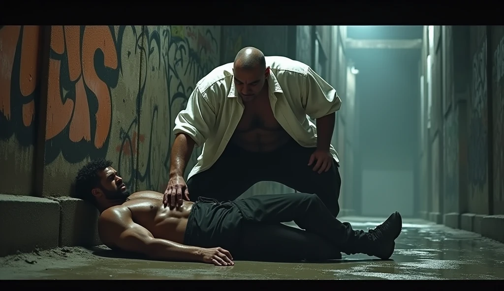 A group of gangsters kidnapped a handsome mature male policeman, stripped off his clothes and touched his body parts. Chest muscles! Chest hair! Film texture