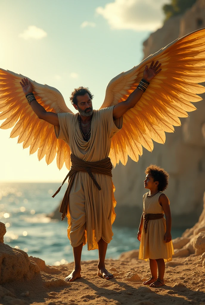 Daedalus and Icarus kneeling
