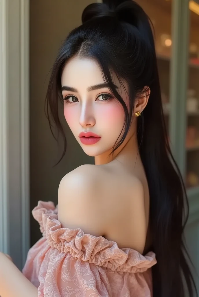 a close up of a woman with a cell phone to her ear, asian features, beautiful south korean woman, gorgeous young korean woman, beautiful asian girl, gorgeous chinese model, korean girl, asian beautiful face, beautiful young korean woman, beautiful asian woman, an asian woman, korean woman, chinese girl, asian face, asian girl with long hair, young cute wan asian face