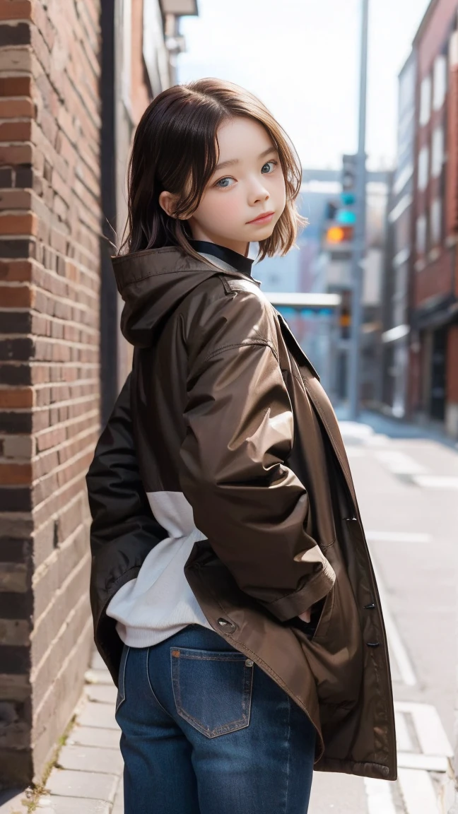 Girl looking up while the rain fell 
