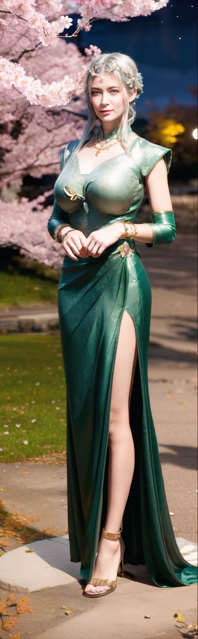 (,1girl, standing,best quality,masterpiece,  ) ,(((cherry blossoms,,large breasts,  night, moonlight,  )))   ultra realistic 8k cg, flawless, clean, masterpiece, professional artwork, famous artwork, cinematic lighting, cinematic bloom, perfect face, beautiful face, fantasy, dreamlike, unreal, science fiction, luxury, jewelry, diamond, gold, pearl, gem, sapphire, ruby, emerald, intricate detail, delicate pattern, charming, alluring, seductive, erotic, enchanting, hair ornament, necklace, earrings, bracelet, armlet,halo,autumn leaves, (((Full Body Portrait:1.2))), (((natural pose:1.3)))