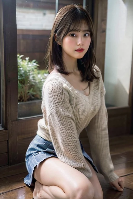 ((best qualityer)), ((work of art)), (detailded), 1 girl, ombro to ombro sweater,