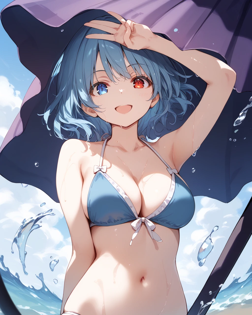 Girl、Blue hair short、bikini、sexy