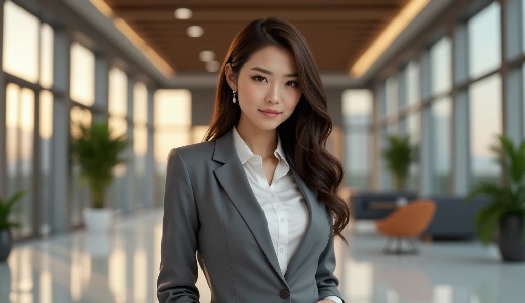 best quality, masterpiece, 1girl, Beautiful face, (photo realistic:1.3), rim lighting, (high detailed skin:1.2), 8k uhd, dslr, high quality, high resolution, 4k, 8k, Bokeh, absurdres, best ratio four finger and one thumb, (realistic:1.3), cute 1girl, wearing black formal blazer, medium breasts, short skirt, --auto