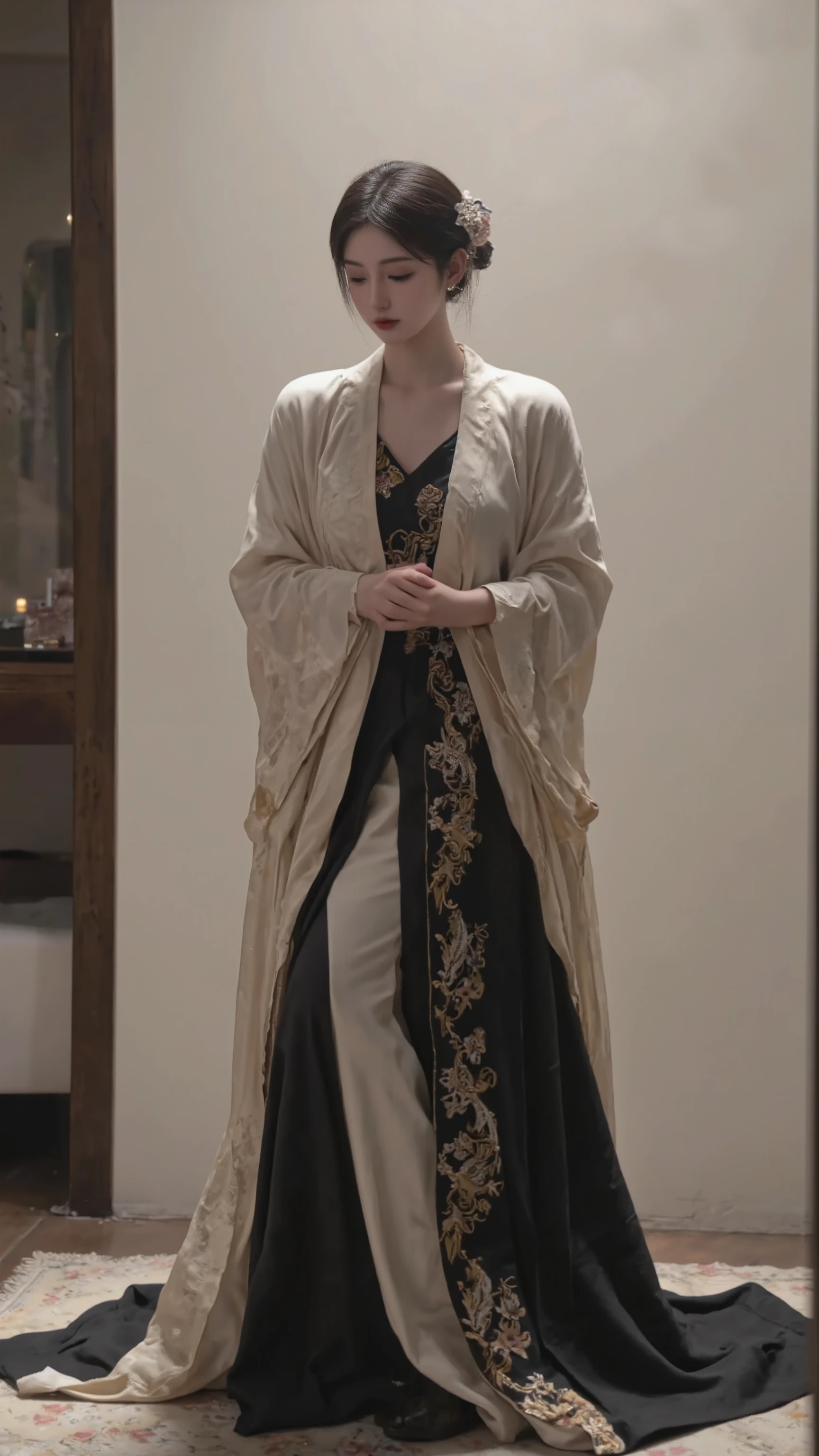 Cinematic Texture ,Women dressed in ancient Chinese style,Alone