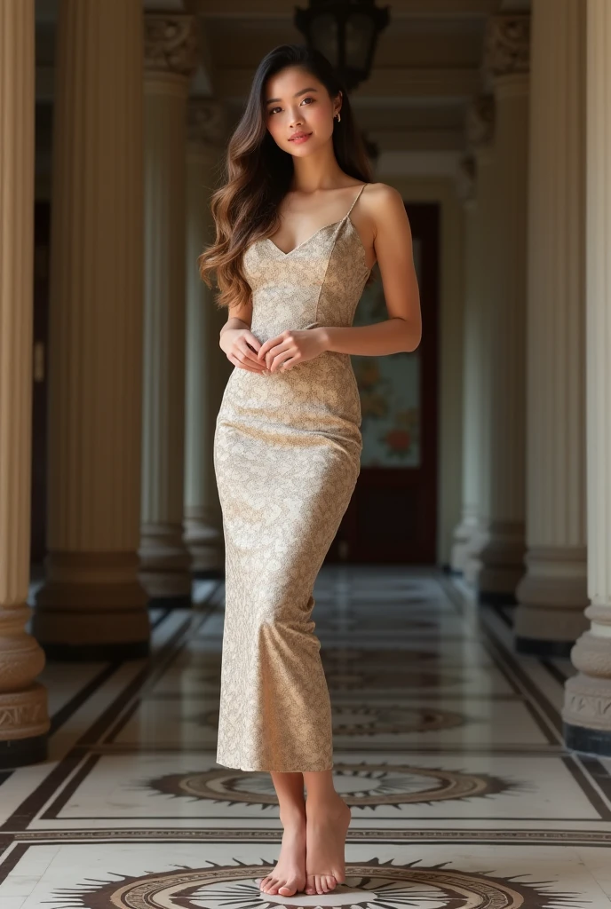 ((Full body view)) of DebraM at a photographer's studio, model shoot style, wearing random dresses, (wavy hair), epiCRealism, extremely intricate, High Detail, Sharp focus, dramatic, soft cinematic light, 8k raw, high res, ultrarealistic, hyperrealistic, soft lighting, good lighting, textured skin, photorealism, high details, detailed hair, imperfect skin, (skin pores), (natural skin:1.3), (looking at viewer), (Real Eyes), (Detailed Eye Corneas) (detailed pupils), ((smile:1.5)), photo lab, elegant, ((insane details)), hyperdetailed, low contrast, (((SFW)))