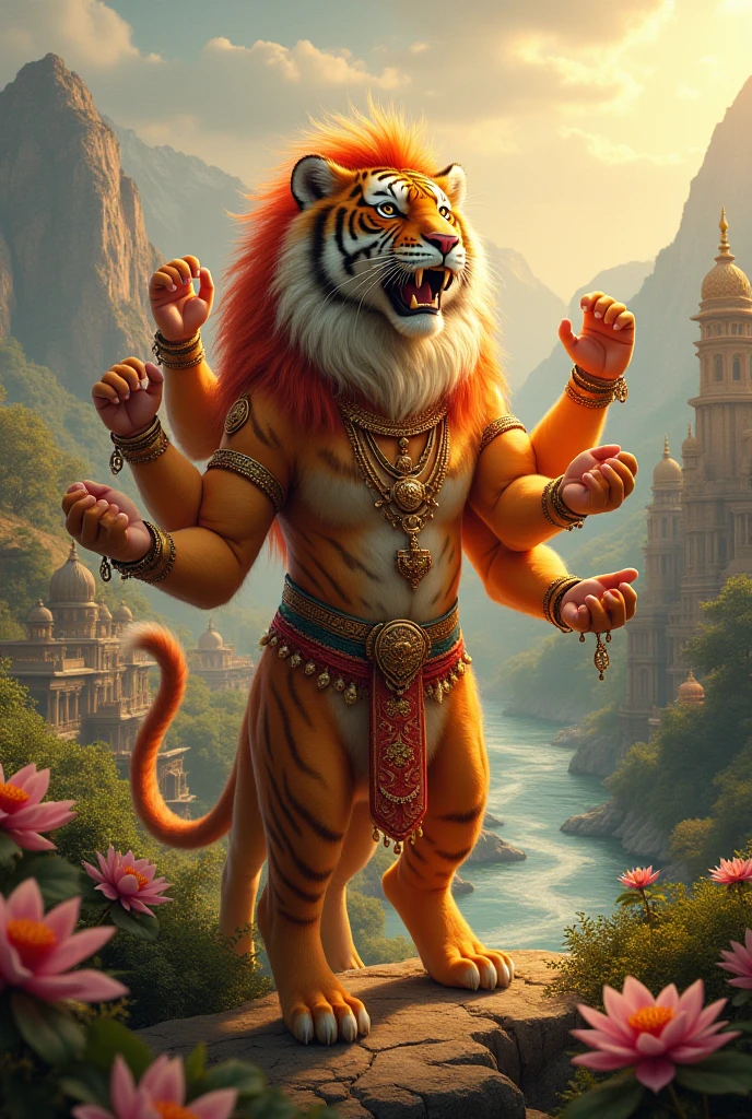 Lord Sri Lakshmi Narasimha Swami with a pleasant background and space to add font
