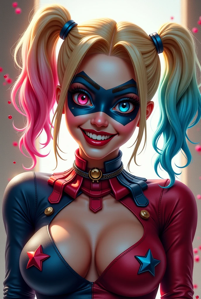 DC Joker,clown,Harley Quinn,Joker Smile,Joker Tattoo,green,colorful hair girl, In Yang Jun Chen style, clowncore, 32k Ultra HD, Drawn illustration, close, Lively tableau, Cute Art HD 8K,Green sun, Yellow Sky, Red Cloud, A colorful whirlwind, Black Earth