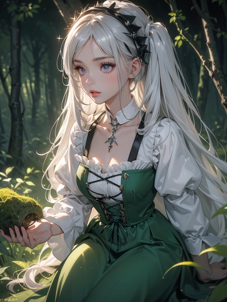 (1girl:1.3), Solo, (((Very detailed face)))), ((Very detailed eyes and face)))), Beautiful detail eyes, Body parts__, Official art, Unified 8k wallpaper, Super detailed, beautiful and beautiful, beautiful, masterpiece, best quality, original, masterpiece, super fine photo, best quality, super high resolution, realistic realism, sunlight, full body portrait, amazing beauty, dynamic pose, delicate face, vibrant eyes, (from the front), She wears oversized frock, very detailed forest, grass ground, detailed face, detailed forest background, messy, gorgeous, milky white, highly detailed skin, realistic skin details, visible pores, clear focus, volumetric fog, 8k uhd, DSLR, high quality, film grain, fair skin, photo realism, lomography, translucent,real ???, human, blurry foreground, wide shot, bokeh, cinematic lighting, Mannerism, textured skin, UHD, masterpiece, retina, highres, award winning, best quality, high details, super detail, a Chibi from Sky: Children of Light, vibrant warm smile, white nice teeth, long strand rainbow color hair, featuring vibrant colors and whimsical details, evoking a sense of wonder and magic. The color temperature is cool, very dark nighttime, sitting politely in a herd of glowing beautiful fireflies that are lighting her up, while the Chibi wears a joyful expression. Soft lighting accentuates the character's charm and innocence. --v 5 --stylize 1000, fireflies, dynamic lighting, park, flowers, green grass, raining, long frock, particles, glowing fireflies, dreamlike, dreamworks , magical world, --auto --s2