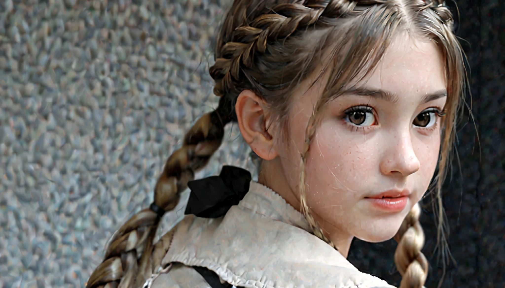 A cute girl,braided hair,