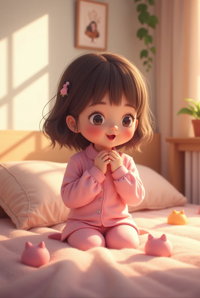 GENERATE A DRAWING OF A 4-YEAR-OLD GIRL USING NICE WORDS, no shouting IN CONVERSATIONS INSIDE THE HOUSE THE IMAGE SHOULD BE HORIZONTAL