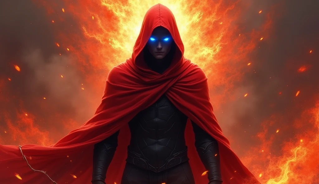 A dark ghostly male silhouette. Messenger of Gaa. Cracked skin. light armor. Cracked armor. Canvas hood. Runic circle. Elements. Power from inside. Glowing eyes. Bokeh blur. ral-dissolve.BadDream
