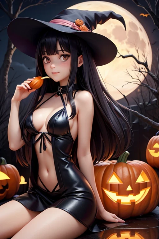 bust shot,a couple of lesbians sitting together on (giant pumpkin:1.4),fantastical world,fantasy,leering:1.3,(alebrijes art style), elegant pose,xxmix girl women