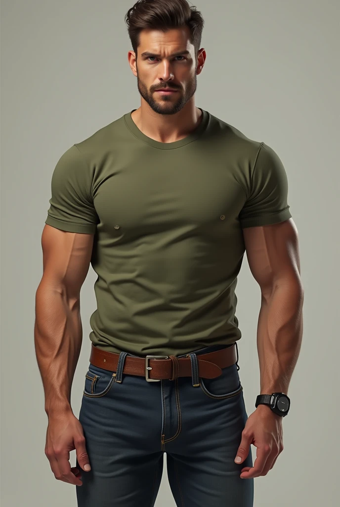 White Teenage boy , vampire slayer, 18 years old, military haircut, black hair, green eyes fixed, affiliated features, no facial hair, height 1.93, weight 100 kg, aesthetic muscular build, broad shoulders, V-shaped body, full body focus, completely hairless,