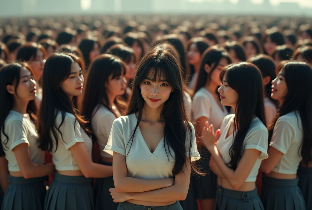 [Japanese Clone girls=Myself], [Perfect Clone girls Raw Photography Art], (16K, Highest quality, Ultra-high resolution, ((Unrealistic, Unprecedented sight, ((A World of Myself Proliferation)), Ultra-realistic))), (Japanese, woman, 26-year-old), (((((Small face, (((((Thick black hair, Semi-long hair)))))))))), ((Very beautiful detailed girls, Accurate body structure, Very detailed body)), (((Big Breasts, Large, swelling breasts))), (((White shirt, Big Breasts強調, I can see the cleavage, Black Mini Skirt))), ((Dark Eyes, Mature face, Cute Smile, A gentle gaze)), (((((Happy laughter))))), (((((Very detailed, 1girl-1,000,000,000,000,000,000,000,000,000,000,000,000,000cloning girls))))), (((((A very detailed and precise description of the doppelganger, Perfectly the same girl, The exact same smile, Perfect same hair, Perfect same clothes, Exactly the same height, 完璧な同じLarge, swelling breasts))))), (((((Myself only))))), (((Perfect description, Filling the Earth 1,000,000,000,000,000,000,000,000,000,000,000,000,000cloning girls-1,000,000,000,000,000,000,000,000,000,000,000,000,000^100,000,000cloning girlsのMyself, 異次元のSuper dense, Super denseの中心に広くフォーカス, I&#39;m happy to be surrounded by countless versions of myself, I want to drown in love with countless versions of myself., I want to be drowned in love with countless versions of myself around me., Holding hands, hug, hug, kiss, Touching breasts))), (((Very detailed, Extremely crowded, Super dense, Super crowded))), ((Bright and soft light)), ((((((((Very detailed and clear hyper-perspective drawing)))))))), (((Subject depth zero))), A bird's-eye view