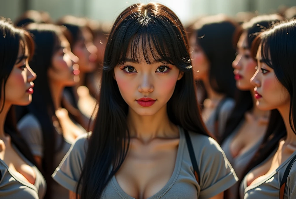 (((((Japanese Clone-girls=Myself))))), (((Super Best masterpiece Clone-girls Raw Photography Art))), (((16K, Highest quality, Ultra-high resolution, RAW Photos))), (((It's so unrealistic., With unparalleled depiction, With an unfathomable sight, An unprecedented and shocking worldview, Clone-girls: In a world of mass reproduction, Ultra-realistic))), (((Japanese Girls, Umezawa-Minami, 24yo, Small face, Thick black hair, long hair, Dark Eyes, Mature face, Cute Smile, Smiling face, A gentle gaze, (((Very pleasant look)))))), (((Very beautiful detailed girls, Accurate body structure, Accurate body movements, Very detailed body, (((Super big breasts, Large bulge of ample breasts)))))), (((Summer clothes, Short sleeve, mini skirt, hour々I can see your pants, Cleavage Emphasis, Emphasise the fullness of your breasts))), ((((((((Very detailed, Myself cloning, Depiction of splitting oneself, 1Myself girl→1,000,000,000,000,000,000,000,000,000,000Myself cloning girls)))))))), (((((((Myself clone-girlsから, Myself keeps multiplying, (Very detailed and intricate, To the exact, Perfect and consistent, (((In the same female body,With the same face, With the same hairstyle, In the same clothes, At the same height, 同じSuper big breastsである))), In a detailed depiction), 1,000,000,000,000,000,000,000,000,000,000 people))))))), (((((Myself girls only))))), (((((1,000,000,000,000,000,000,000,000,000,000Myself girls))))), (Very detailed, Super impactful depiction, The awesomeness of the massively proliferating crowd of "myself"), (Very detailed depiction, Clear and accurate perspective depiction, Ultra-wide field of view, super wide view, Focus on the average value of the image), ((The shooting angle and composition should not be limited to the front, but should be viewed from above, below, left and right.)), I'm so happy to see so many Myself crowds., I love myself, Overwhelmed with emotion, Full body movement, ((Myself: A depiction of hands entwined around a body in a crowd))