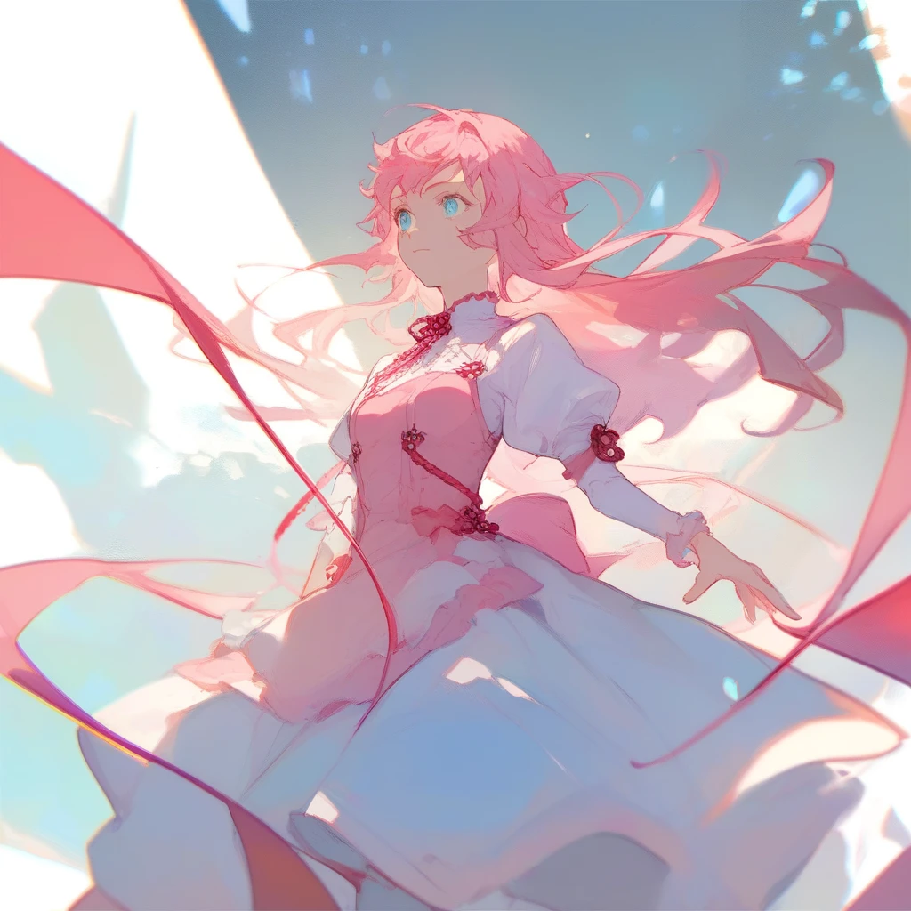 zero two \(darling in franxx\), darling in franxx, 1girl, bangs, bite, shadow, green eyes, hair behind head, horns, long hair, looking at viewer, big thighs, makeup, small breasts, pilot suit, white suit, pink hair, red eyeshadow, science fiction, tight skin, solo