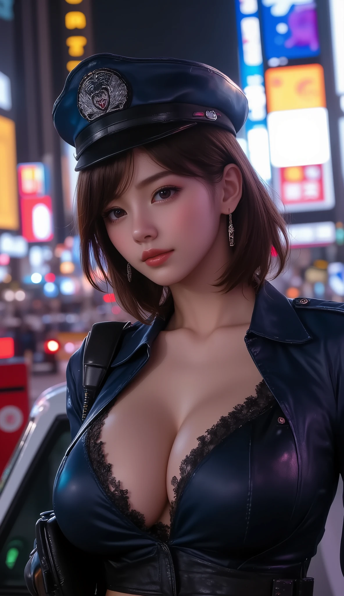 Araffe in a police uniform posing for a picture in a city - SeaArt AI