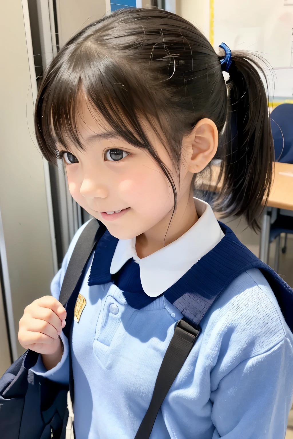Japanese,,Baby Face、Ultra-flat chest、Ultra short height、An innocent smile、Flat Chestのクローズアップ、Flat Chest:1.85、cute,Primary school students,Primary school studentsの私服、Summer clothes、So small and so young、On the bed:1.85、She gives me a good morning kiss:1.85、She has her arms open waiting for a hug:1.85、So small and so youngママ