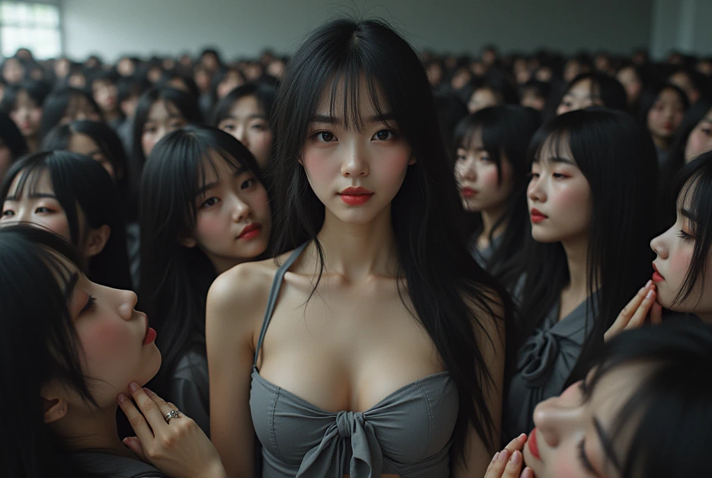 (Japanese Clone-girls=Myself), (Super Best masterpiece Clone-girls Raw Photography Art), (16K, Highest quality, Ultra-high resolution, RAW Photos), (It's so unrealistic., With unparalleled depiction, With an unfathomable sight, An unprecedented and shocking worldview, Clone-girls: In a world of mass reproduction, Ultra-realistic depiction), (Japanese Girls, Hamabe-Minami, 18yo), (Small face, Thick black hair, long hair, Dark Eyes, Mature face, Cute Smile, Smiling face, A gentle gaze), (Very pleasant look), (Very beautiful and detailed girl, Accurate body structure, Accurate body movements, Very detailed body), (Super big breasts, Large bulge of ample breasts), (high school girl, White shirt, Short skirt, hour々I can see your pants, Cleavage Emphasis, Emphasise the fullness of your breasts), (Very detailed, Myself cloning, Depiction of splitting oneself, 1Myself girl→1,000,000,000,000,000,000,000,000,000,000Myself cloning girls), (Myself clone girlsは, With the same perfect appearance, to multiply in large numbers), (Very detailed depiction, Myself's multiplying female body, In the same female body,With the same face, With the same hairstyle, In the same clothes, At the same height, 同じSuper big breastsで, A completely indistinguishable female body, 1,000,000,000,000,000,000,000,000,000,000 people), (Myself girls only), (1,000,000,000,000,000,000,000,000,000,000Myself girls), In a crowded train, Extremely crowded, Myself in the crowd, Physical contact, hug, kiss, Happy smile, No front shot