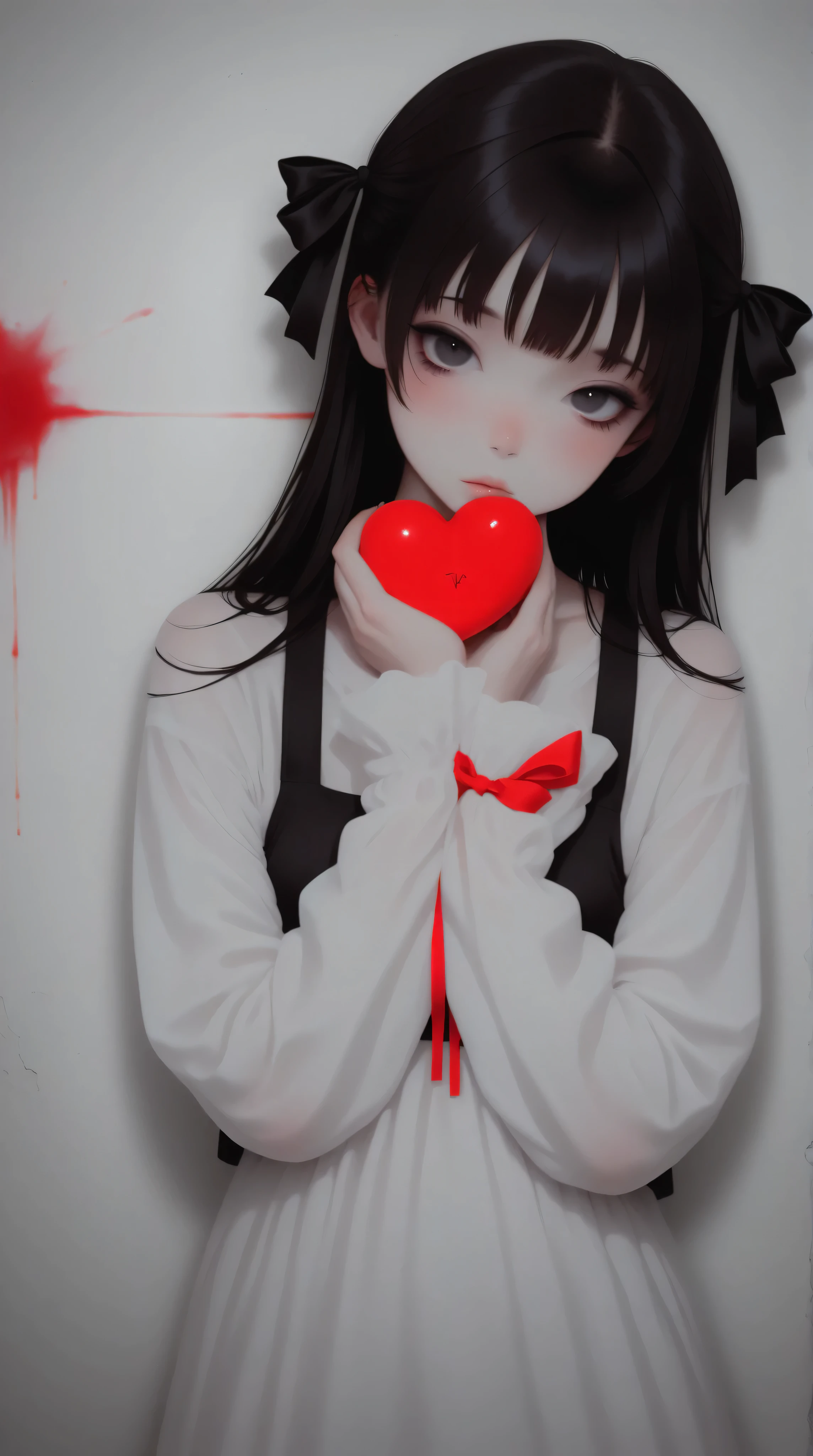 Kizi,Highly detailed, Amazing work,Vitreous luster,((clean backdrop)),In black,(((red colors))),white color,Best quality at best,clean backdrop。goth,