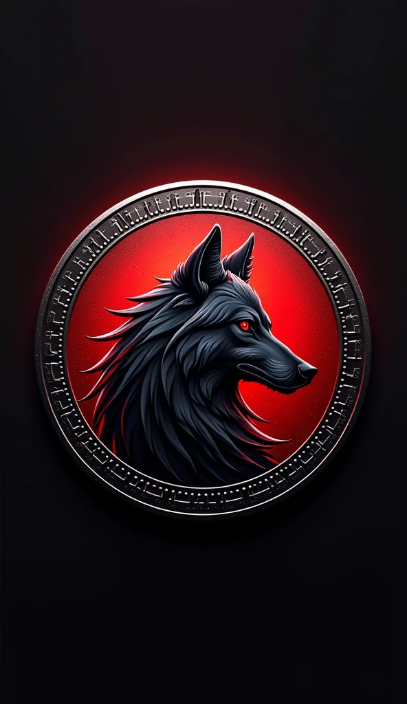 i want a crypto coin picture i am launching my own coin name is Wolf Coin so please genrate picture which is using for crypto project in red,black and white color scheme make a picture like this a bitcoin type coin and make wolf on coin so its look like crypto coin
