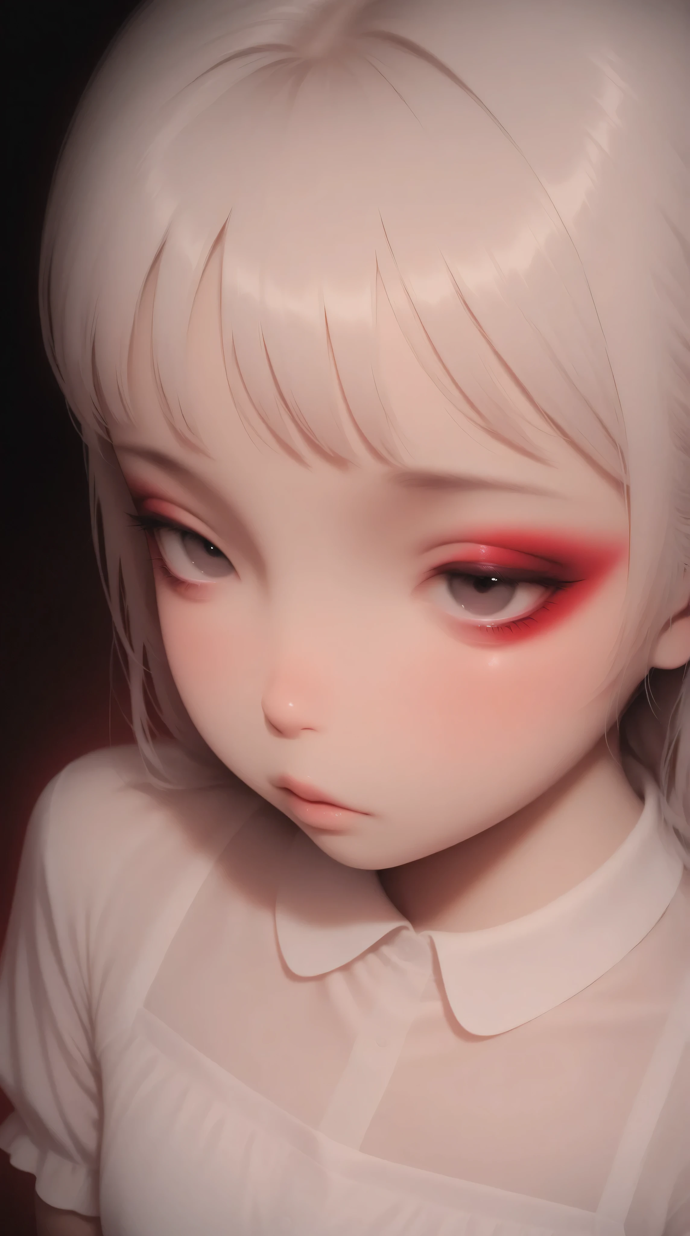 Kizi,Highly detailed, Amazing work,Vitreous luster,((clean backdrop)),In black,(((red colors))),white color,Best quality at best,clean backdrop。goth,