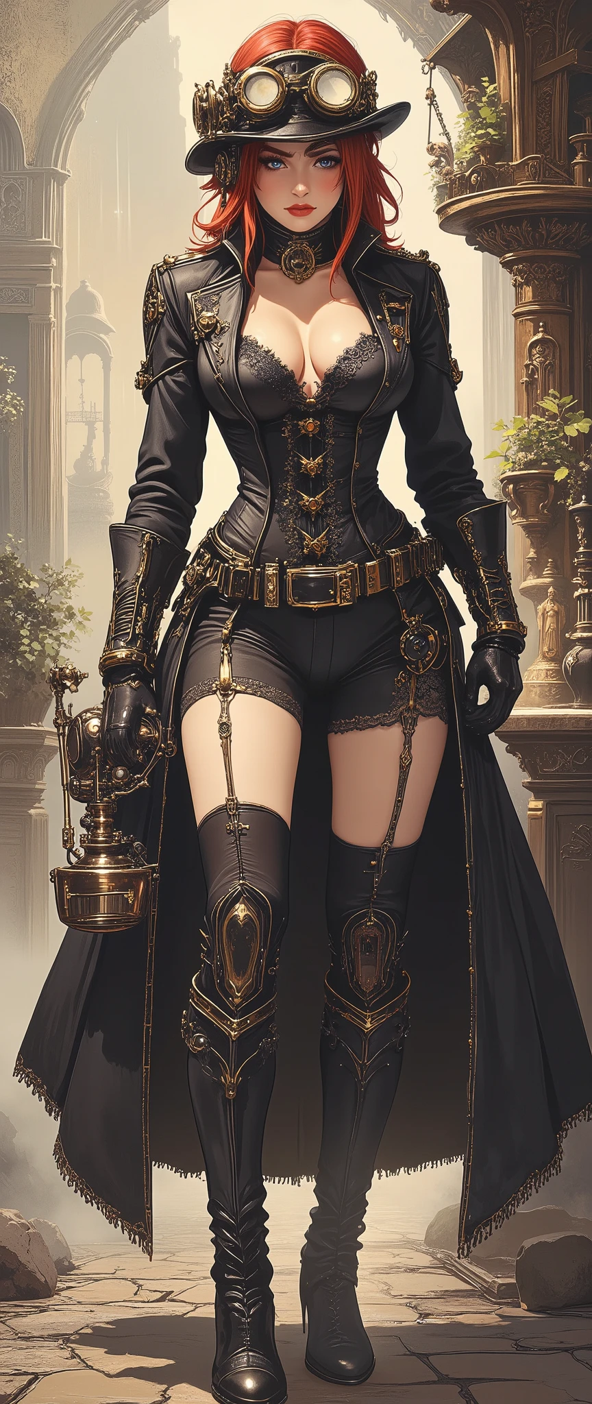 <lora:Adepta Sororitas, the Daughters of the Emperor - 40K:0.6> ADEPTA SORORITAS, (black/red power armor, backpack, :1.10), (pantyhose:1.25), mature female, (fleur de lis:1.25),  <lora:hairdetailer:0.4> <lora:add_detail:0.4> BREAK,
(dark skin:1.15), (white hair:1.2), short hair, messy hair, yoga pants, (skirt:1.25), (loincloth:1.25), BREAK,
bookshelfs, (cathedral:1.25), (light shafts, god rays, illumination, glow, light particles:1.2), looking at viewer, from behind, looking back,, masterpiece, best quality, hyperrealistic, extremely detailed, highly quality, 4k, sharp focus, professional photograph, sharp focus, award winning, cinematic lighting, octane render, unreal engine, volumetrics dtx, Wallpaper,