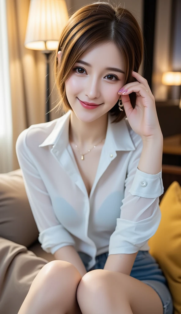(((32k,Attention to detail,Attention to detail、masterpiece,Attention to detail,Whole Body Ezbian,alone))),RAW Photos & Realistic atmosphere,beautiful濃いblue eyes,Mouth Details,glossy lips,Thin eyebrows,Soft white skin that shines in every detail、Fine grain、blue eyes,Very beautiful eyes,Detailed lips、Very beautiful face,Very well-formed face、Lively Faces,beautiful, Glowing Lips, Realistic Young Gravure Idol, Very beautiful woman, , Young Sensual Gravure Idol, Young Gravure Idol, beautiful and cute mature woman, 26 years old,My whole body is wet,dripped down,Blushing,Very beautiful, sexy and elegant 24 year old girl,Medium length brown shiny hair,Wet Hair,dripping water,Dripping,(Looking at the camera:1.4),(darkness,very dark,Use a flashlight、Illuminating a subject in a dark room:1.7),(sexy,Healthy and toned body,HDT Vision Japan HDT Vision Black HDT Vision Black HDTV Uniform,((Thailand)),,Mature Body, I get anxious and want to cry,Watery eye,Cold Smile,Glare,Glare face is also beautiful,high resolution arm,,High Resolution Finger,:1.5),((collared button shirt、Super huge、Pencil Skirt、necklace、Earrings、Sit upright with sexy legs、Whole Body Ezbian、Foliage plant、office)),((From the knee up))