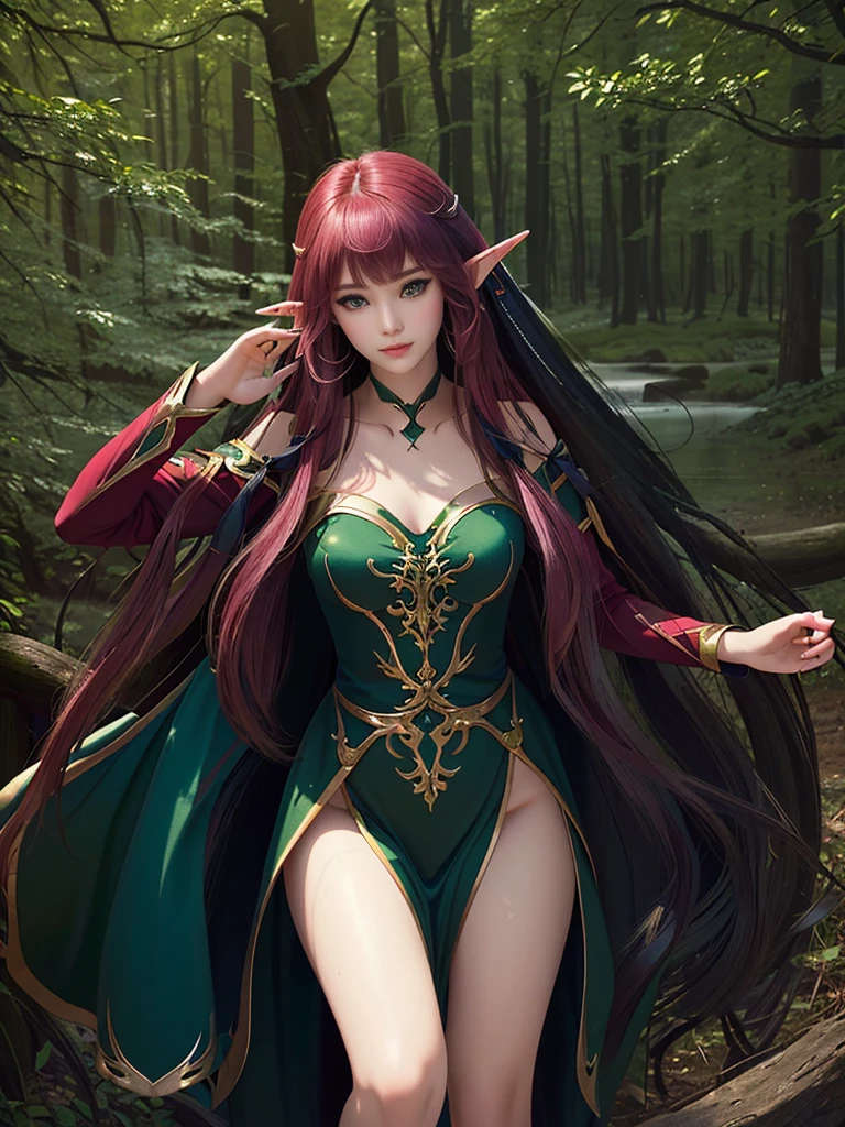 (masutepiece, Best Quality), Intricate details,
1girl in, Lupu Guelf, (pointy ear:1.2), Long hair, Vine Tiara, Reef Armor, forest,
