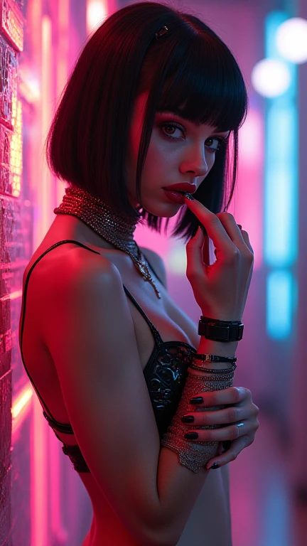 Wolf cut girl red mesh
