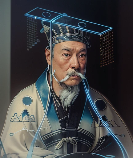 Man with a beard and hat、inside in room