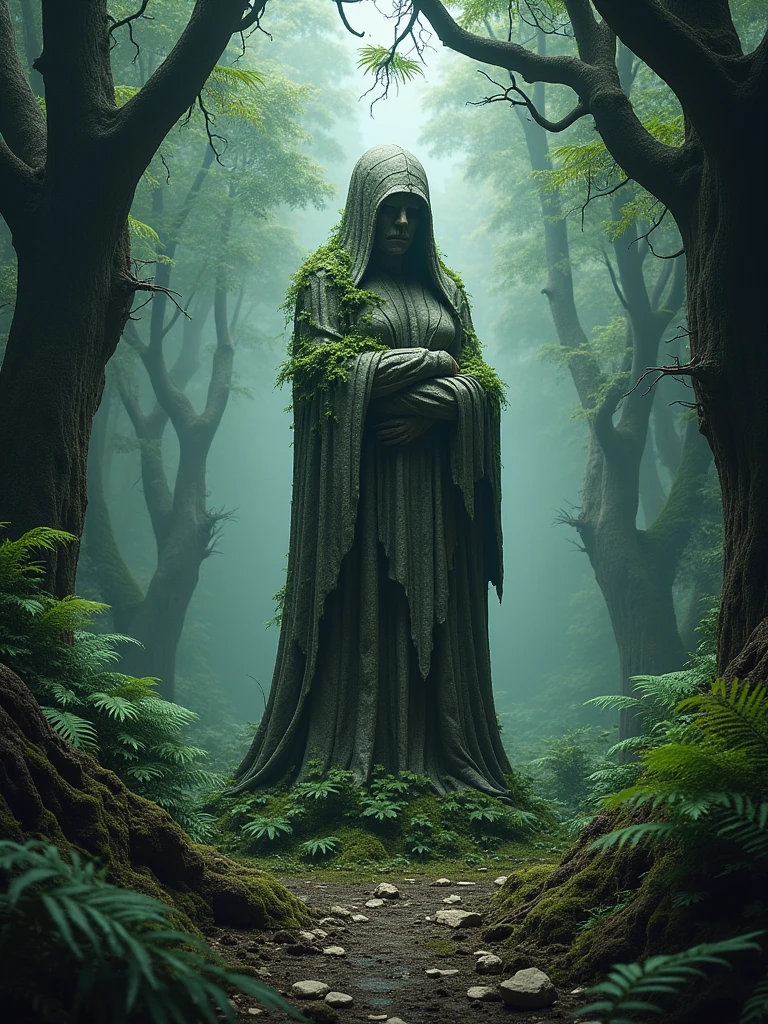 Cursed Statue in the Deep Forest