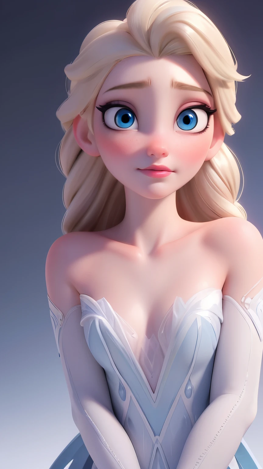 Elsa, (perky breasts), (((small breasts))), smirk:1.2, beautiful blue eyes, (perfect iris’s), depth of colour to her eyes, blonde hair, long hair, braid, full lips, blush, naked, she is showing her vagina, depth of field, bokeh, (special attention to skin detail: 1.2), masterpiece, best quality, ultra-detailed, ultra-HD, photorealistic, cinematic, ((mid camera shot)), sensual pose, alluring, nipples:1.4, looking up at camera, closeup on her face, her cheeks are blushed, 2, she is on her knees, eye contact:1.4, high angle:1.5, ((closeup on face)), perfect face, (((visible breasts))) bokeh everything other than her perfect face, location is Arendelle in winter, ice castle