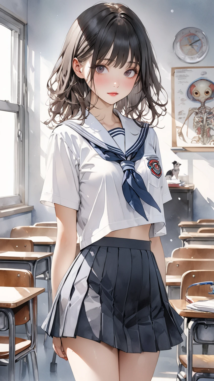 (((locker room))),(((Change clothes in the changing room:1.3))),(((clothes on hangers:1.3))),(((Sailor suit))),(((Pleated skirt that exposes skin))),(Dark red bow tie:1.3),Cute Face,Extreme close up of face,Silver short hair,Crying face,tears,Perfect round face,iris,Floating Hair,Big Breasts.Professional Lighting,Cinematic Light,(Tabletop,highest quality,Ultra-high resolution output images,) ,(8K quality,),(Picture Mode Ultra HD,)
