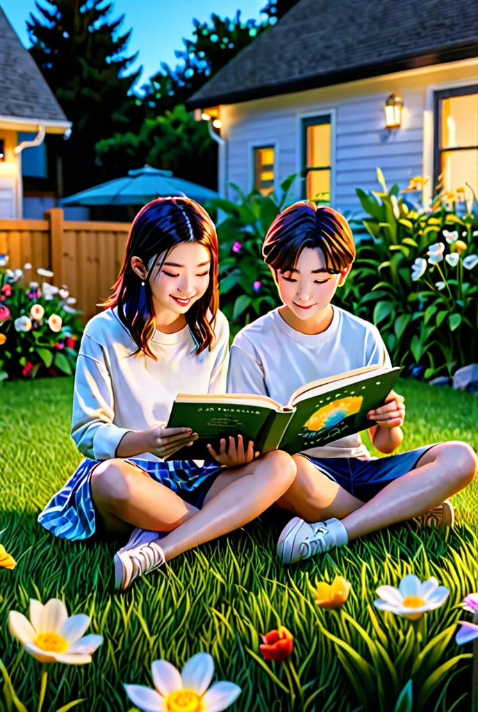 Children receiving magical invitation on sunny morning