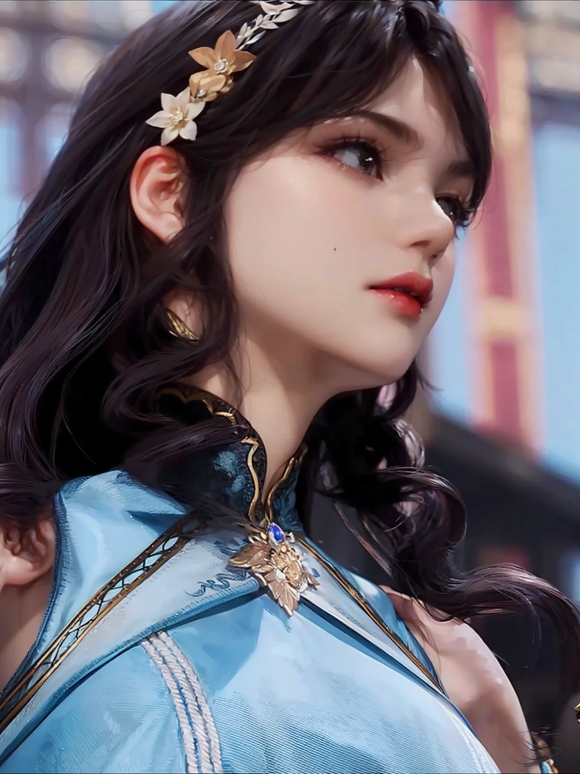 Best Quality, Masterpiece, Close Up of an Oriental Beauty, Need for Beauty, Asian, Dragon, Game CG, Lineage 2 Revolutionary Style, Yun Ling, Close-up Character, Character Close-up, Inspired by Lee Meishu, Character Close-up, Hirase Jinyao, Female Character, Inspired by Lan Ying, Shadow Messenger Movie, (Perfect Face), (Delicate and Beautiful Facial Features), (Beautiful Eyes), (Pointed Nose), Super Fine Face, Delicate Eyes, Double Eyelids, Beautiful Face, (Photo Realistic: 1.3), Cute, Medium Breasts