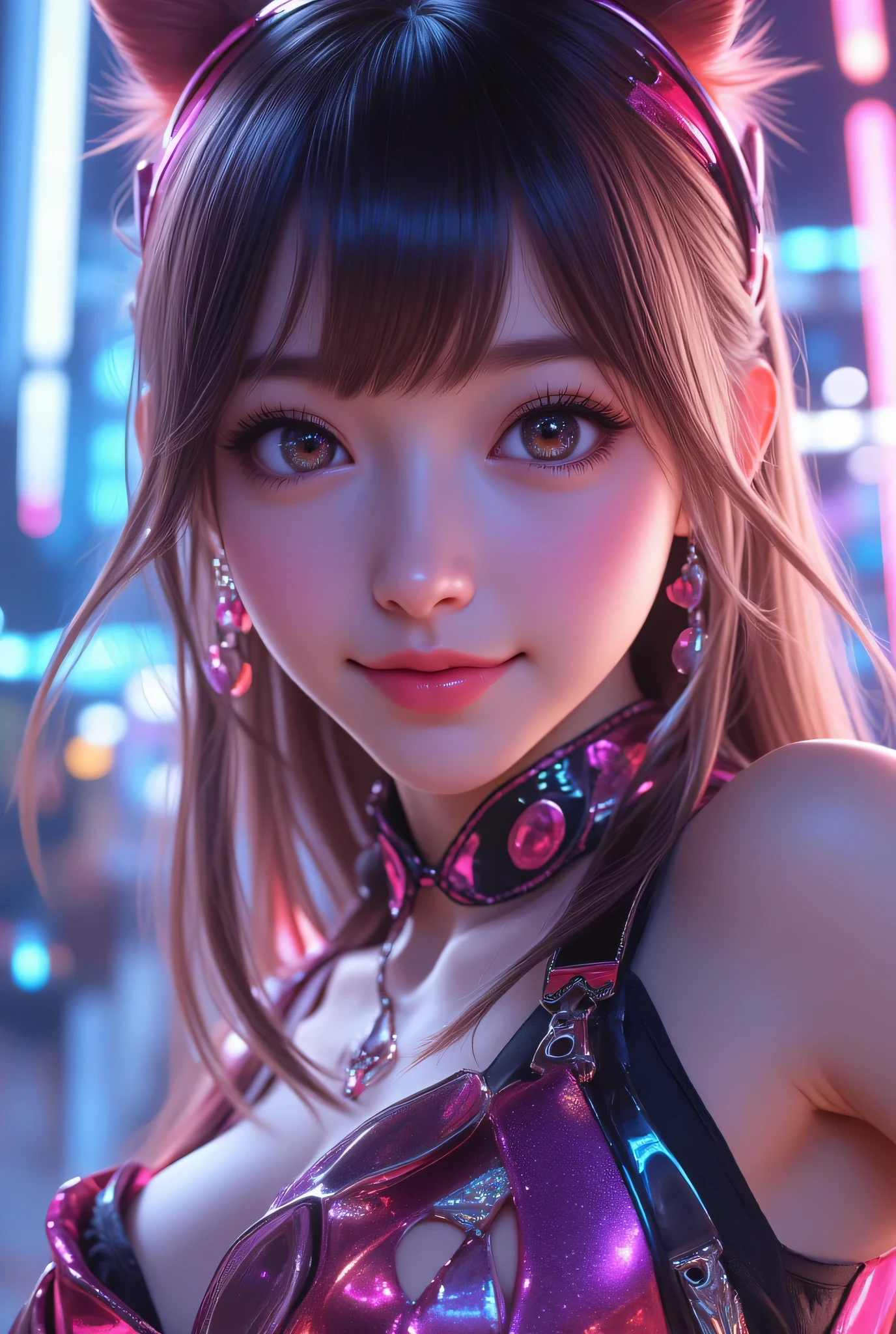 A stunning portrait of Anna Dittman-like beauty, dressed in a fitted red and white dress with fur trim, wide sleeves, and gloves, set against a darker bokeh background. Her long ash-brown hair cascades down her back as she gazes directly at the viewer with a captivating smile (1, 4). Her realistic violet eyes sparkle with intrigue. The focus is sharp, highlighting the intricate details of her outfit, from the delicate patterns to the subtle texture of the fur trim. A stunning example of hyper-detailed close-up photography.bondage,bdsm harness, red harness (masterpiece,best quality),(extremely detailed),(bright studio lighting),(sharp focus),picture perfect face,128k female models, Huge breasts, eyes, ((random twintail style)), High resolution, Upper body, No background, Studio Lightning, ((8k,UHD,32k sexy female models , Huge breasts, Blue eyes, twintails a flat lineart of a young beautiful woman leaning against colorful wall printed botanial patterns at pop-style Private Rooms,kind smile,bangs,messy short-bob,detailed realistic clothes,soft tone,only in four colors,blonde hair,midriff peekblonde hair ,Gskindentation, High resolution , Upper body, No background, Studio Lightning ,Wearing a Ball gown shiny(photorealistic:1.2) 1woman, Masterpiece, HD, 16K, A captivating minimalist illustration of a 17-year-old woman. The upper body, the face at a 45-degree angle to the center, is elegantly accentuated with delicate touches of pastel, high bangs, large eyes, full cheek lips, pale skin, close-up. The illustration resembles a tapestry painting of Anne Bachelier's light-hearted sketches, with a background of a space surrounded by many flowers, and a colorful, magical and mysterious presence is reflected in the expression.A captivating fantasy portrait of a stunning powerful young female model, dressed in a fashionable and stylish outfit with a touch of gothic elements. She is powerfully punching the camera's glass screen, leaving a striking cracked glass effect latex